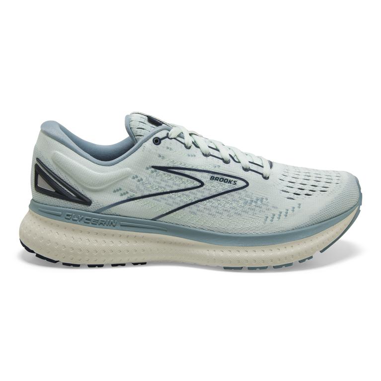 Brooks Glycerin 19 Women's Road Running Shoes - Mint Aqua Glass/Whisper White/Navy (62371-UQJF)